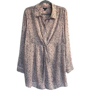 Torrid Women’s Taupe & Pink Leopard Chiffon Twist-Front Tunic Plus Size 1X EUC